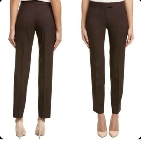Lafayette 148 New York Virgin Wool, Brown, Straight-Leg Ankle Dress Pants SIZE 8 - Picture 5 of 9